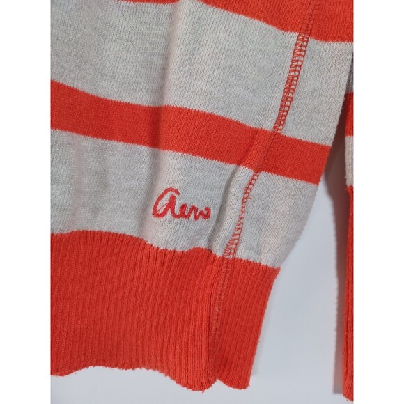 Aeropostale Y2K Knit Sweater Medium Deep V Striped Colorful Logo Preppy Twee - Picture 4 of 9